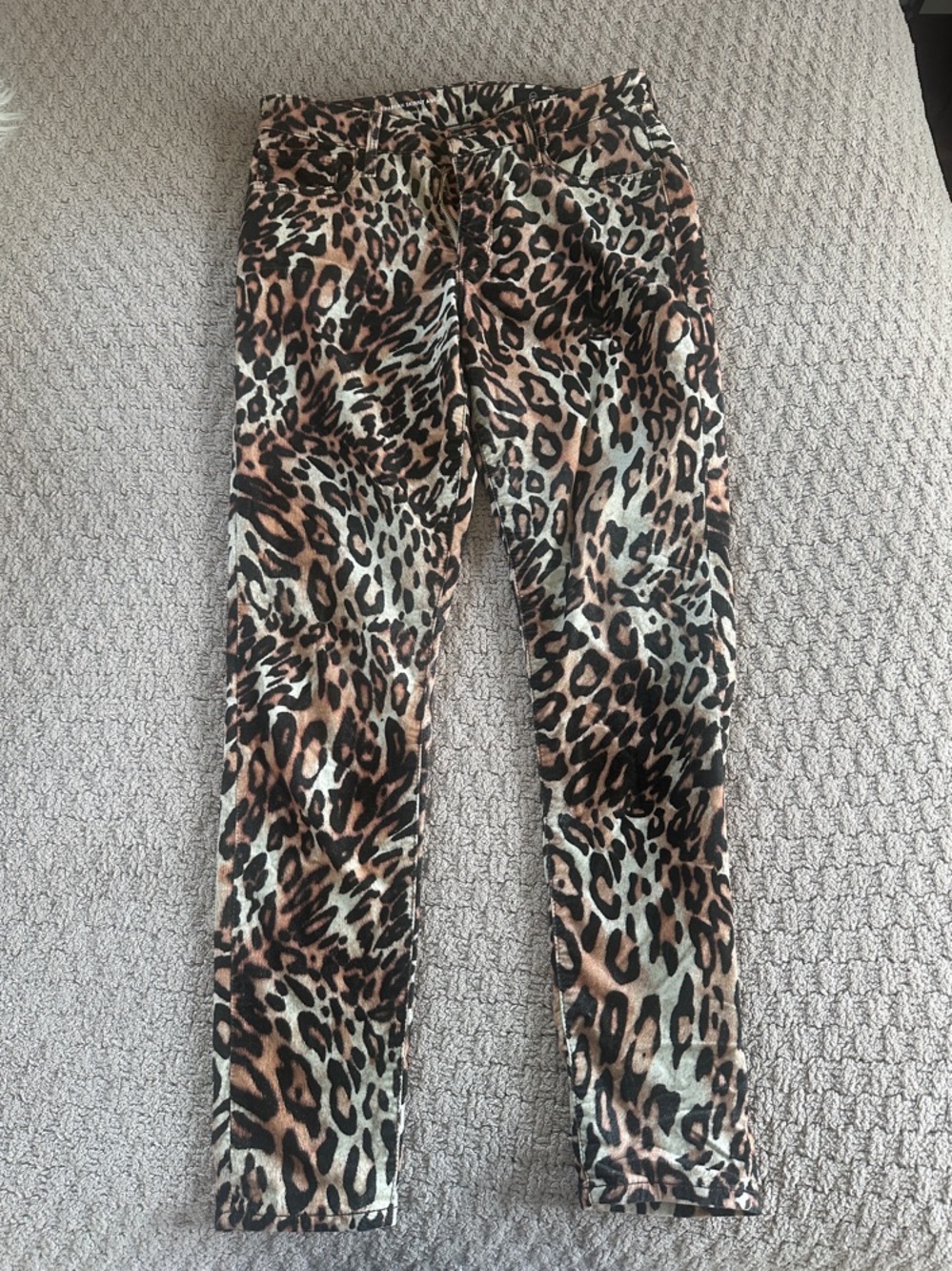 Ag Adriano Goldschmied Leopard Print Straight Leg Jeans - Brown, Black, Cream